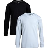 Quad Seven Boys Long Sleeve Shirts - 2 Pack Thermal Waffle Knit Crew Neck Youth Kids Boys Thermal Shirts (Sizes: 8-18)