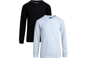 Quad Seven Boys Long Sleeve Shirts - 2 Pack Thermal Waffle Knit Crew Neck Youth Kids Boys Thermal Shirts (Sizes: 8-18)