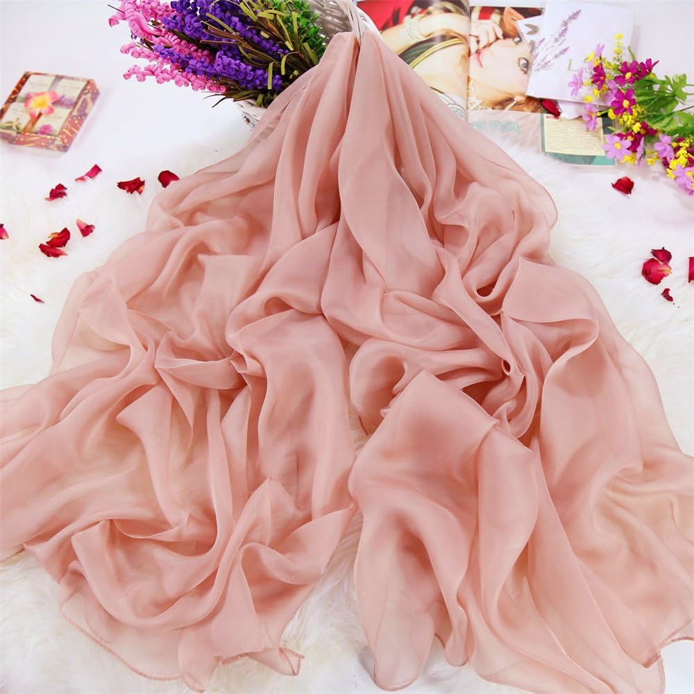 Ding Decoration Women'S Pure Color 100% Mulberry Silk Silk Scarf Oversized Shawl Dual Purpose (110*180Cm)