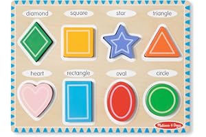 Melissa & Doug Shapes Wooden Chunky Puzzle (8 pcs) Color Matching Shape Sorter Toys for Toddlers Ages 2+ - FSC Certified