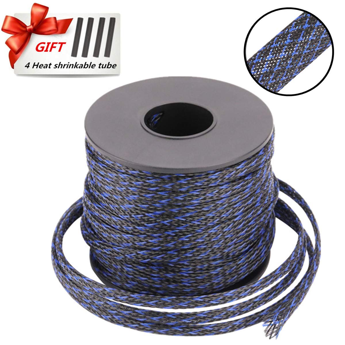 PET Braided Cable Sleeve 100ft 1/4 Inch Cable Management