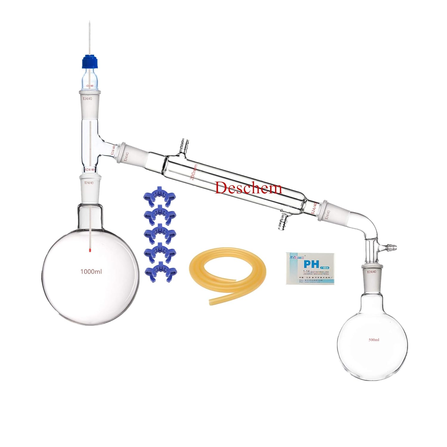 Deschem 1000ml 24 40 Glass Distillation Apparatus New Lab Vacuum Distill Glassware Kit Amazon Com Industrial Scientific