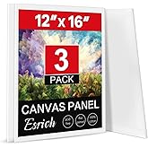 ESRICH Canvas Boards for Painting 12x16 Inch, 3 Pack Canvas for Painting Cotton Primed Acid Free Large Blank Canvas Panels for Oil Paint, Watercolor, Acrylic Paint, Gouache and Tempera.