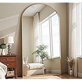 Dewfig Arched Full Length Mirror, 71"*30" Large Floor Mirrors, Full Body Mirror for Leaning or Hanging, Standing Mirrors for Bedroom, Living Room,Dressing Room, Aluminum Alloy Frame, Gold