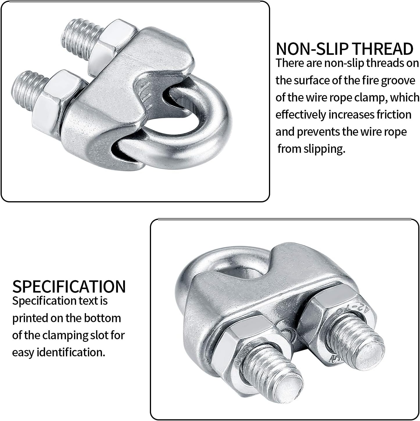 12 Pcs Wire Rope Clips Clamps, U Bolt Saddle Fastener, U Shaped Clamps