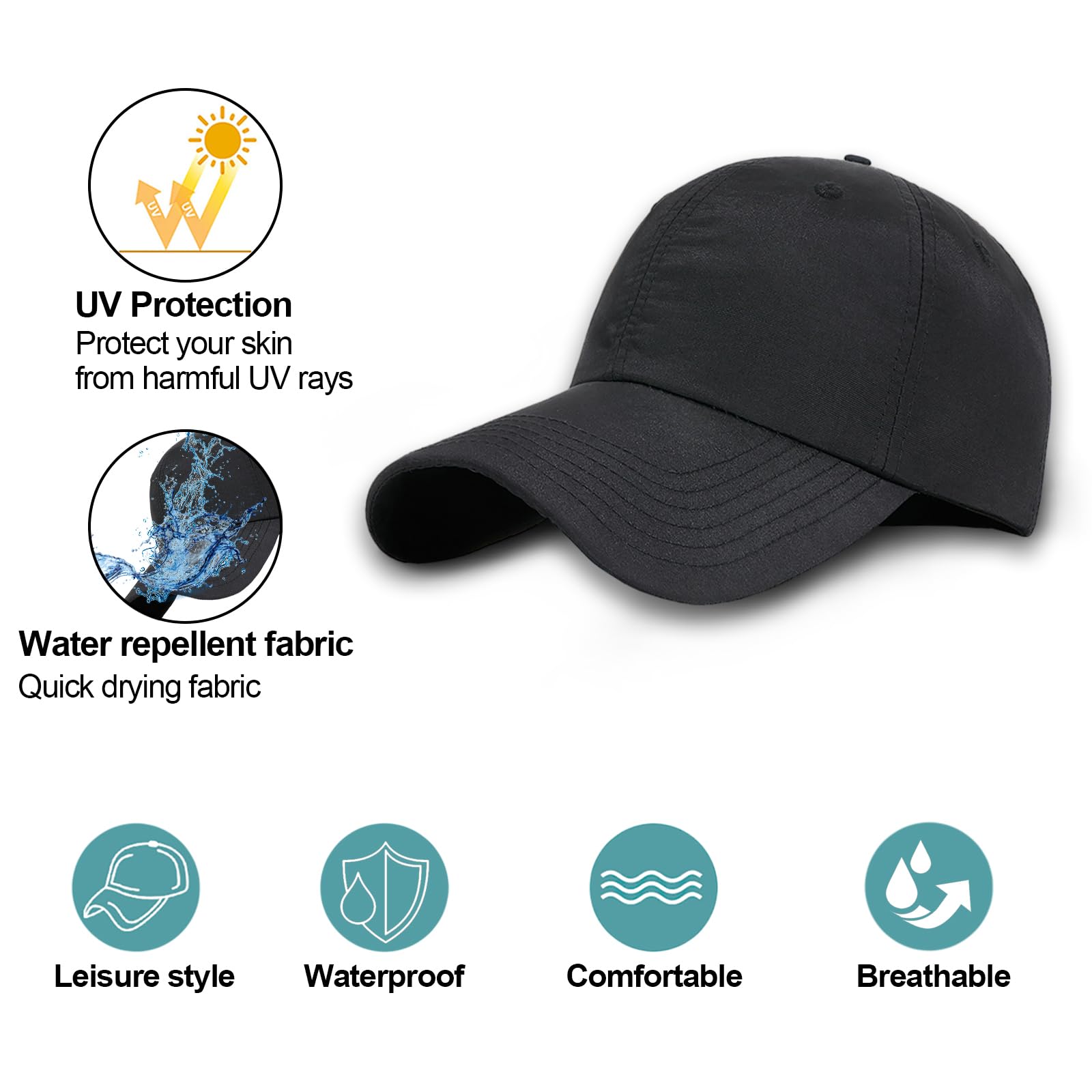 Enwokran Men's Baseball Cap, Men's Athletic Fitted Cap, Adjustable Anti UV Outdoor Sun Hat