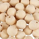 16mm Natural Wooden Beads, SEHOI 800 Pack Unfinished Wooden Beads with Holes, Unfinished Natural Round Loose Spacer Wooden Bead for DIY Crafts, Garlands, Jewelry Making
