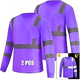 WPLM 2 Pack Hi Vis Long Sleeve Safety Shirts Reflective DryBlend Shirts for Railway Colleague Moisture Wicking Multipack