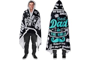BOMBLINE Dad Gifts,Birthday Gifts for Dad Sherpa Wearable Blanket Hoodie,Coolest Dad Gift,Dad Birthday Gifts,70.8" X 47.3"