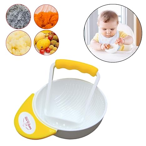 Safe-O-Kid 2 Baby Food Masher, Grinder and Serving Feeding Bowls, Pack of 2, Yellow
