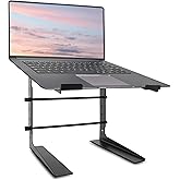 Pyle Portable Adjustable Laptop Stand - 6.3 to 10.9 Inch Anti-Slip Standing Table Monitor or Computer Desk Workstation Riser with Level Height Alignment for DJ, PC, Gaming, Home or Office - PLPTS25