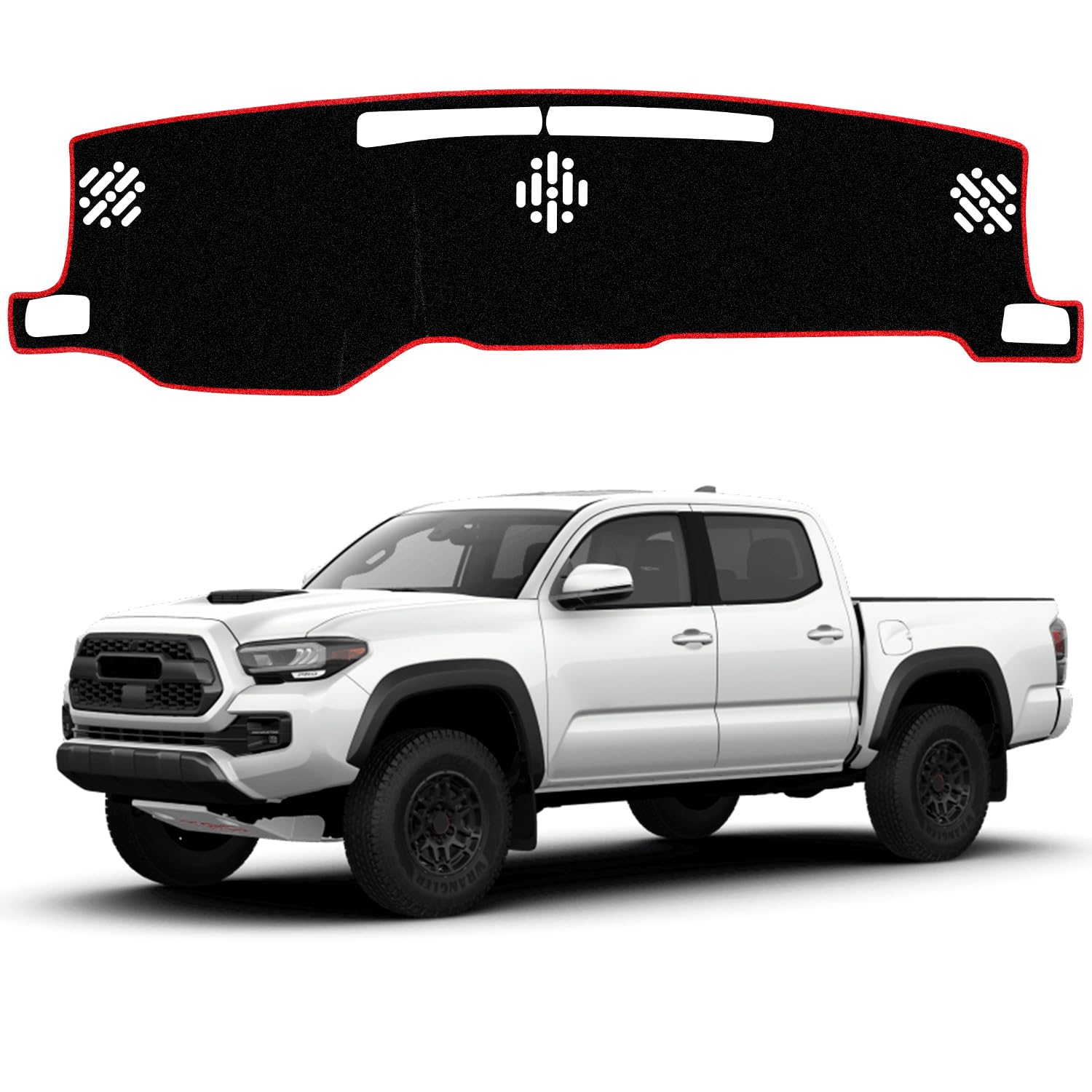 Photo 1 of MOCHENT Dash Cover for 2024 2025 2026 Toyota Tacoma Dashboard Cover Mat, Sunshade Non-Slip Center Console Sunshield Protector Mat Pad (Red Trim)