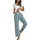 GYS Womens Bamboo Viscose Pajamas Set Super Soft Short Sleeve Top and Pants Pj Sleepwear Sets