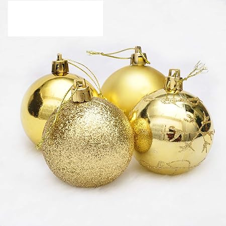 Solmore 4pcs 6cm Painted Gold Powder Mixed Type Christmas Light Ball Painted San Ball Decorative Gift Godld-C