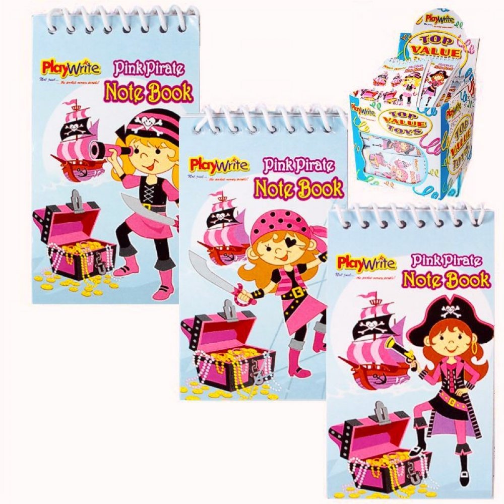 12 x Mini Pink Pirate Spiral Notebooks