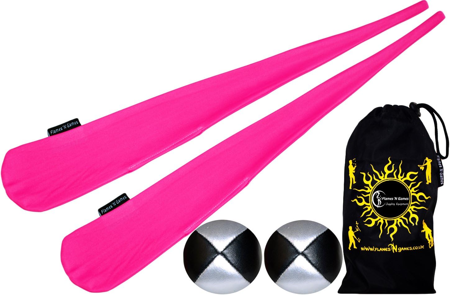 Flames 'N Games Pro Sock Poi (PINK) Stretchy Tube Poi Socks + 2x90g Balls & Travel Bag.