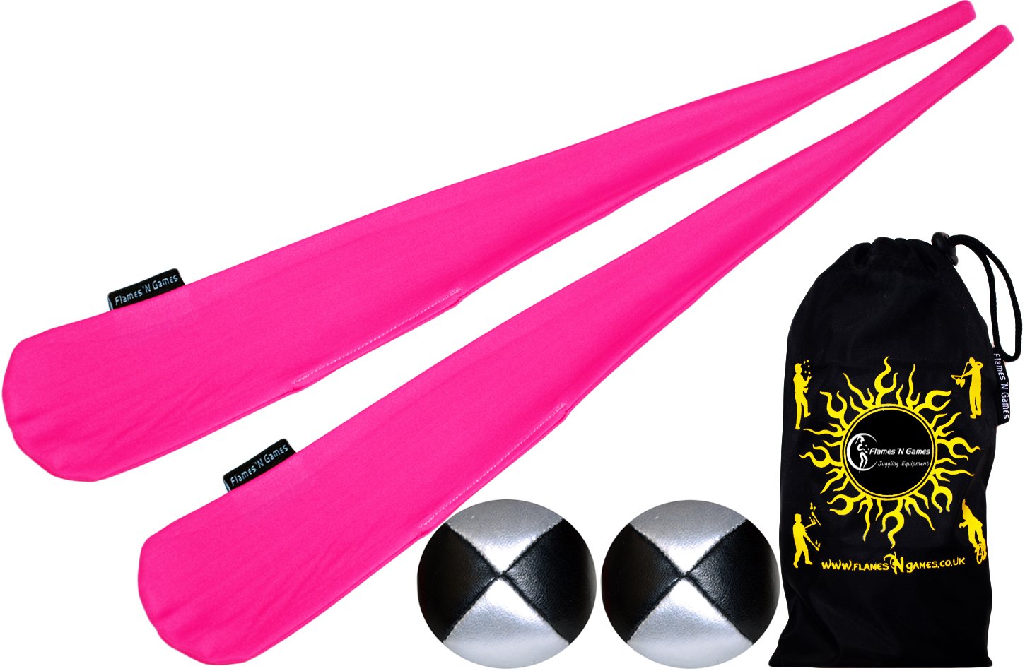 Flames 'N Games Pro Sock Poi (PINK) Stretchy Tube Poi Socks + 2x90g Balls & Travel Bag.