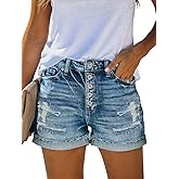 SANMM Jean Shorts Womens Casual Stretch Denim Jorts with Button Pockets for Summer