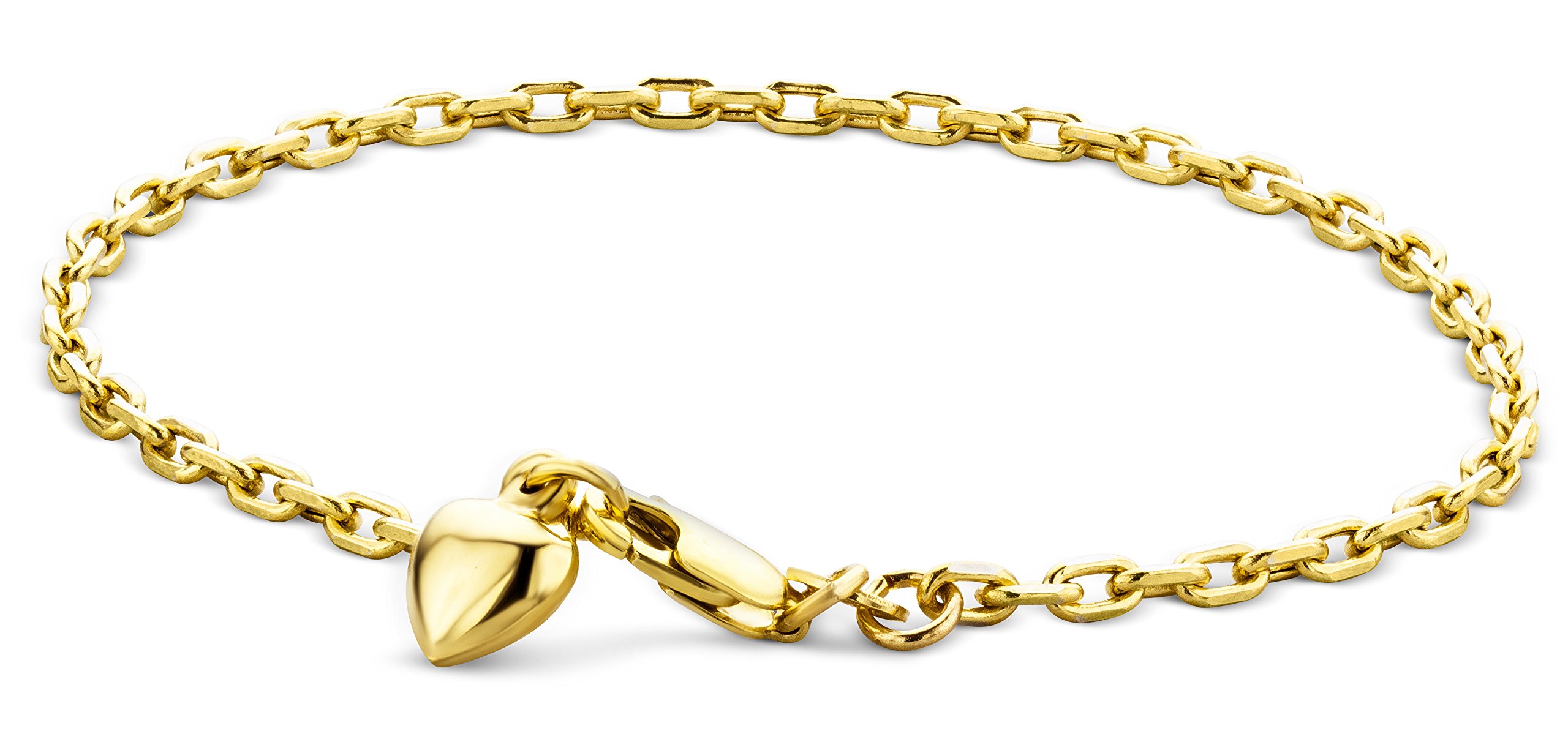 Orovi bracelet, bangle, ladies, yellow cold 14 ct, 585 gold chain with a heart 19 cm