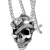 FaithHeart Skull Necklace, Punk Skeleton Pendant, Stainless Steel Cool Gothic Skull Jewelry Customizable with Gift Packaging
