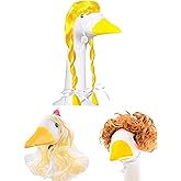 3 Pcs Christmas Porch Goose Wigs -Cute Lawn Goose Statue Braids, Christmas Porch Goose Outfits for Xmas Santa Holiday Decor-Fits 17" & 23" High Porch Goose Costume