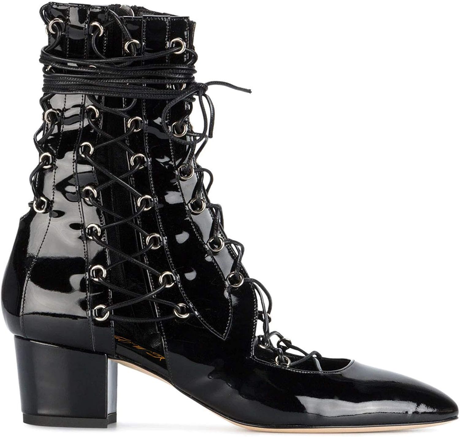 tie up black ankle boots