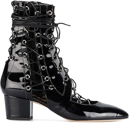 black ankle boots tie up