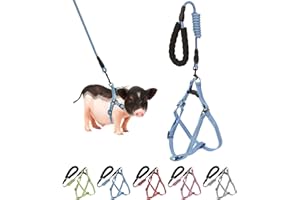 YEEBENY Mini Pig Harness, Adjustable Small Pig Harness with Leash Infinity Style Lead and Soft Foam Handle for Small to Medium Pet Pigs Walking Training Jogging (Blue, M)