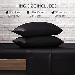 MR&HM Satin Bed Sheets, King Size Sheets Set, 4 Pcs