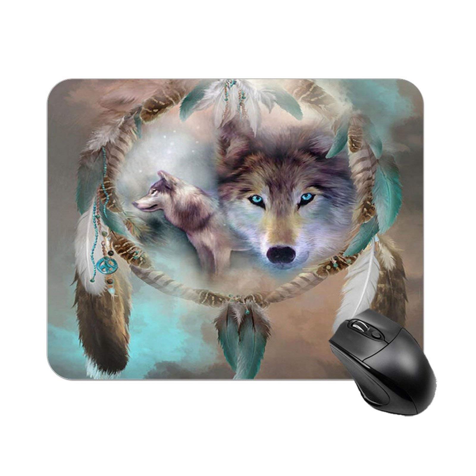 Yeuss Rectangular Non-Slip Mousepad Best Cool Wolf Dream Catcher Gaming Mouse mat pad 200mm x 240mm