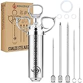 RIDGEPOLE Meat Injector, Marinade Injector with 3 Marinade Needles,Turkey Injector Syringe,2oz Large Capacity,Valentines Day Gifts for Men Dad Husband Him,304 Stainless Steel for Meats,Beef,Turkey