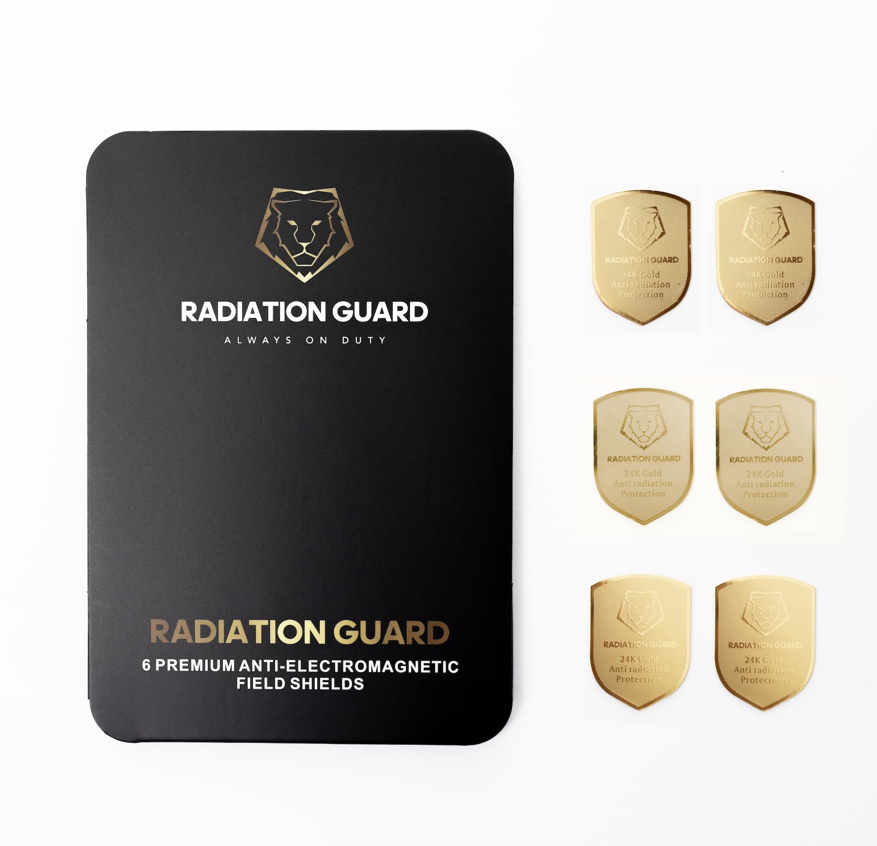 RADIATION GUARD Phone Protection Sticker,Works for Cell & Smart Phones, Laptops, Tablets,TV, Monitors - Suitable for All Devices, Gold-6 Pcs Long wear, Under Phone case or External