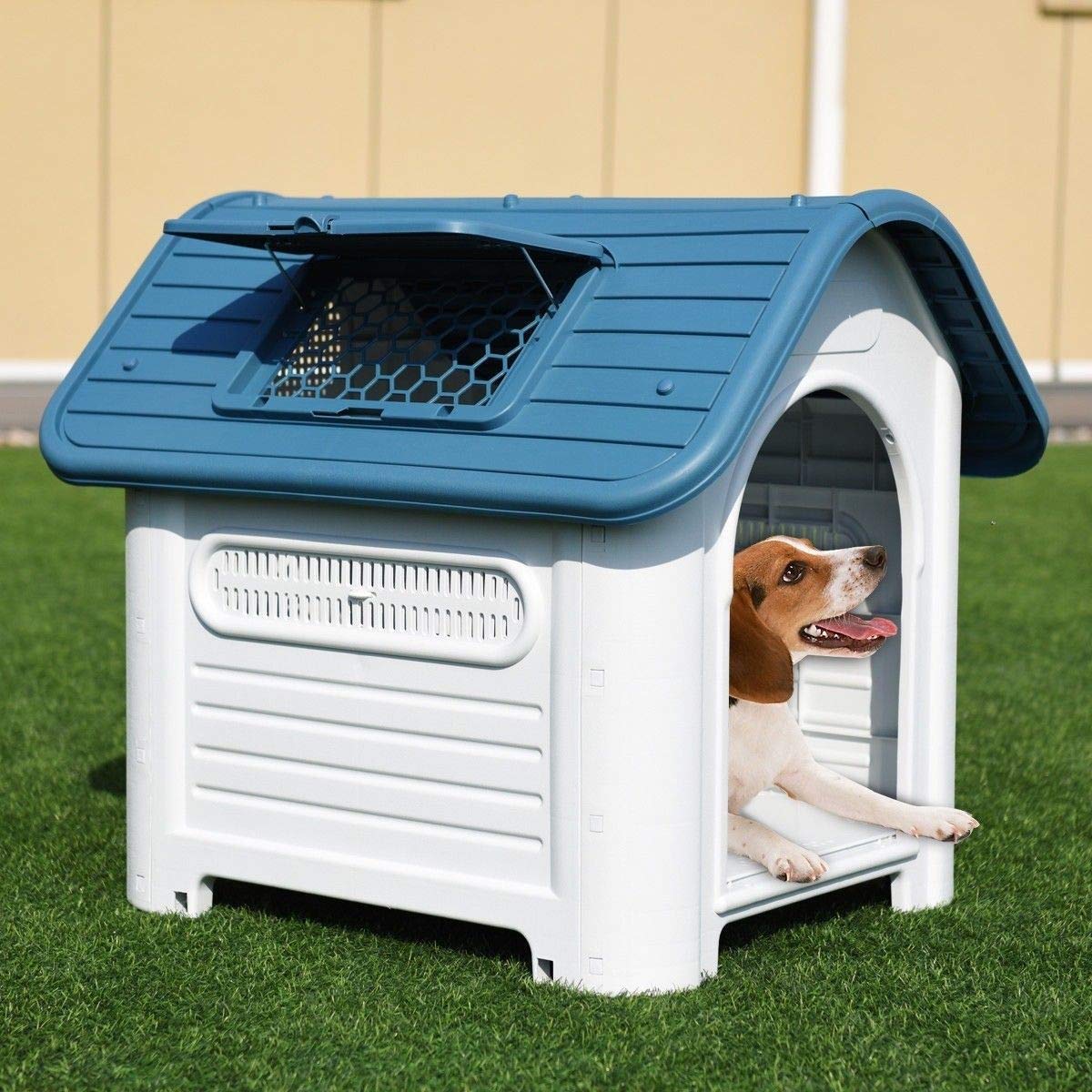 30" H Waterproof Plastic Dog Kennel Puppy House Outdoor Pet Shelter Up