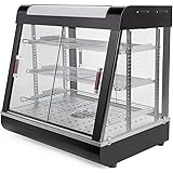 Barton 27 inch Commercial Food Warmer Countertop Pizza Warmer Display Warmer Patty Pastry Case for Buffet Restaurant 3-Tier B