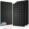 4 Pack Acoustic Panels, 48 x 24 x 2" Sound Proof Foam High Density Studio Wedge Tiles Fire Resistant Acoustic Panels for Home,Office, Recording Room, Studio (Black-4 Pack)