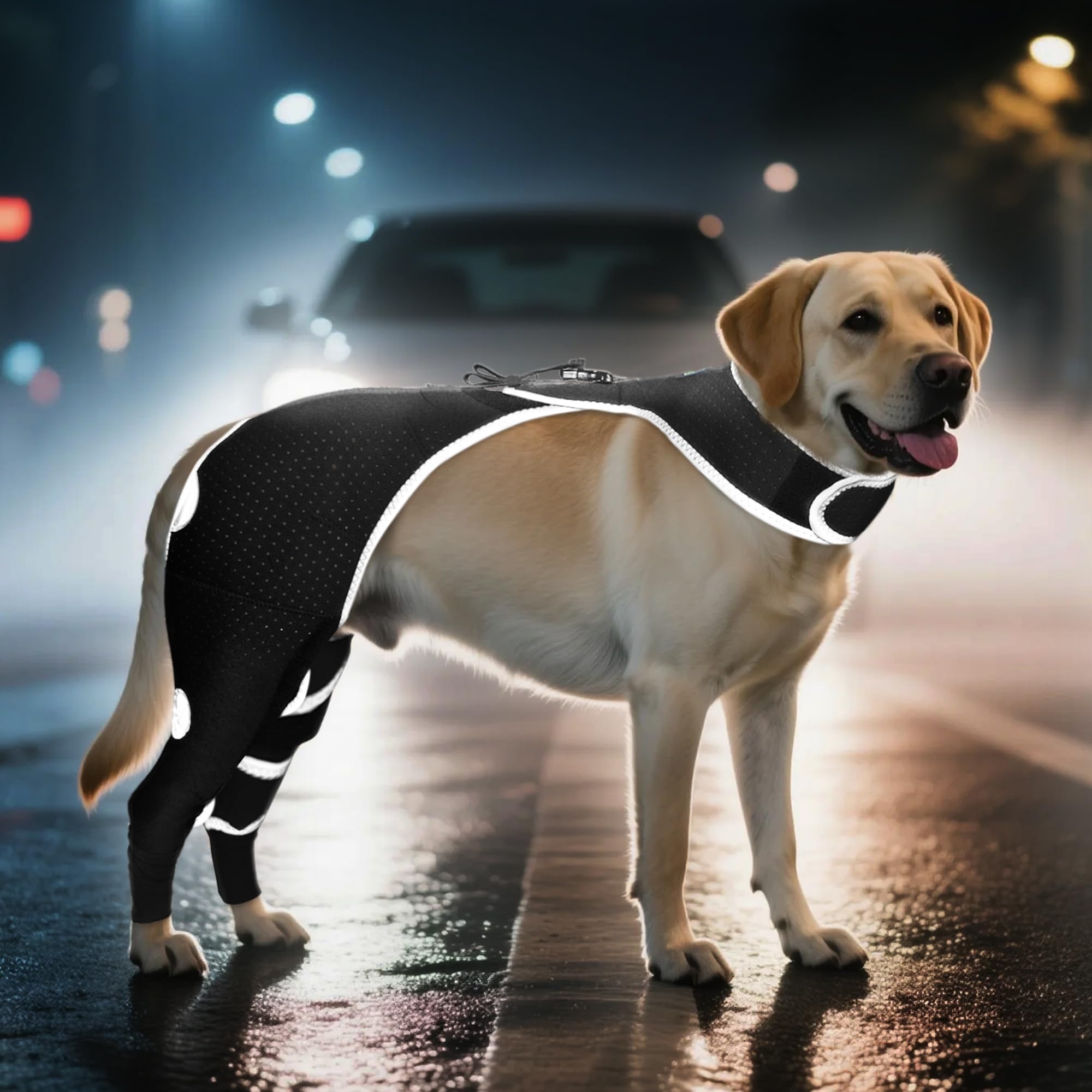 Photo 1 of Reflective Dog Hind Leg Sleeve – Breathable Rear Leg Covers with a Back Buckle to Prevent Licking and Protect Wounds – Highly Elastic Recovery Sleeve for Small Dogs, Cone Alternative – Size XS