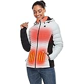 ORORO Women's Heated 800-Fill Down Jacket with USB-C Rechargeable Battery, Lightweight Heated Down Coat