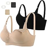 Camivile 2 Pack Nursing Bras for Breastfeeding Maternity Bra Breastfeeding Wirefree Seamless Pregnancy Bralette for Womens
