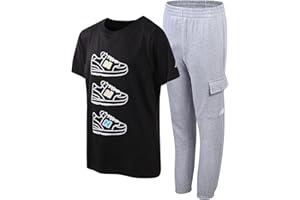 New Balance Boys Pants Set - 2 Piece Pullover Boys Shirts Graphic Tee and Athletic Jogger Pants Kids Activewear Set (8-16)