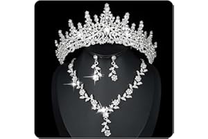 Kamirola Tiaras and Crowns for Women,Tiaras Earrings Necklace, Crystal Bridal Jewelry Set (TR48)