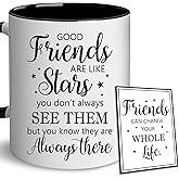 DEKIDOKA Valentine Gifts For Friend Mug - Best Briends Mug - Best Friend Birthday Gift for Women - Friendship Gifts for Women,Her, Female, Besties, Soul Sister - Good Friends are Like Stars Mugs