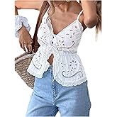 GORGLITTER Women's Bow Tie Front Peplum Tops Trendy Backless Sleeveless V Neck Strappy Cute Summer Going Out Tops 2025