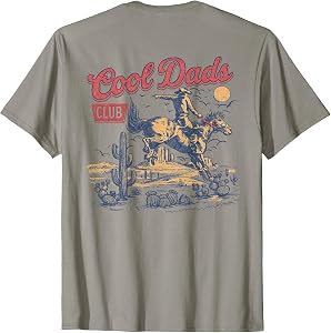 Cool Dads Club Vintage Cowboy Riding Horse Graphic - On Back T-Shirt
