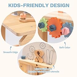 ROBUD Large Wooden Play Tool Workbench Set for Kids