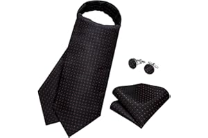 DiBanGu 3PCS Ascot Ties for Men Wedding Jacquard Woven Silk Ascot Cravat for Men Cravat Tie and Pocket Square Set