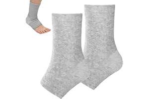 Xorim Ankle Compression Sleeve, Foot Compression Sleeve, Soft and Breathable Bamboo Foot Sleeves, Foot Pain Relief Socks for Arch Support, Swelling of Feet and Ankles (Gray)