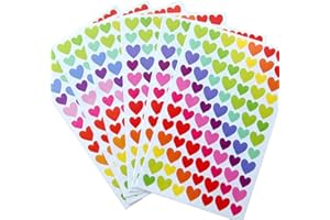 YANSANIDO 18 Sheets 1512 Pcs Colorful Heart Shape Self Adhesive Stickers, for Scrapbooking and Kid DIY Arts Crafts (Hearts, 18 Sheets)