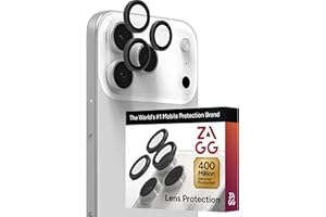 ZAGG iPhone Camera Lens Protector for iPhone 17/16/15 Pro and Pro Max Models - Silver, Camera Ring, Maximum Impact & Scratch Protection, Anti-Reflective Technology, Smudge-Resistant, Glass Elite