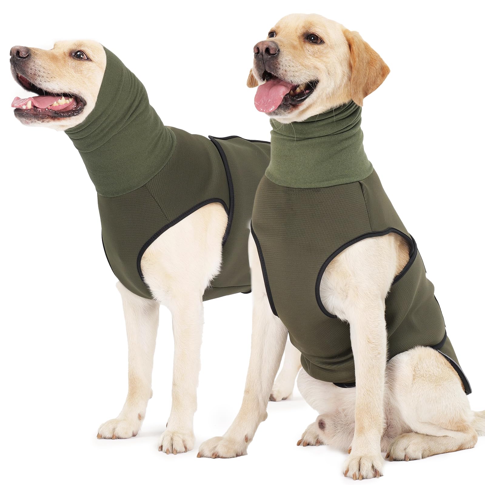 Photo 1 of ROZKITCH Dog Anxiety Calming Hoodie, Jacket for Fireworks & Travel, Breathable Dog Shirt with Noise Block & Ear Protection Design ArmyGreen XL
