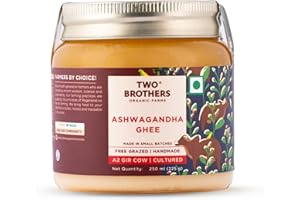 Organic Grass-Fed A2 Ghee with Ashwagandha (Winter Cherry) | Superfood for Stamina, Stress Relief & Immunity | Anti-Inflammatory | Helps in Reducing Anxiety & Depression | 8.4 Oz – Two Brothers Organic Farms